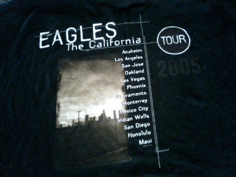2005 Eagles The California Tour Concert T Men's size XL Black