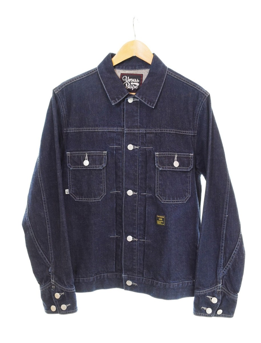 a bathing ape Ursus Bapeデニムジャケット A BATHING APE Ursus Bape Blue Denim Jacket - Size L, Quality