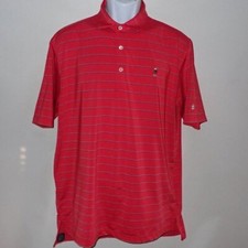 Turtleson Tour Performance Striped Polo Golf Shirt Mens L Red Classic