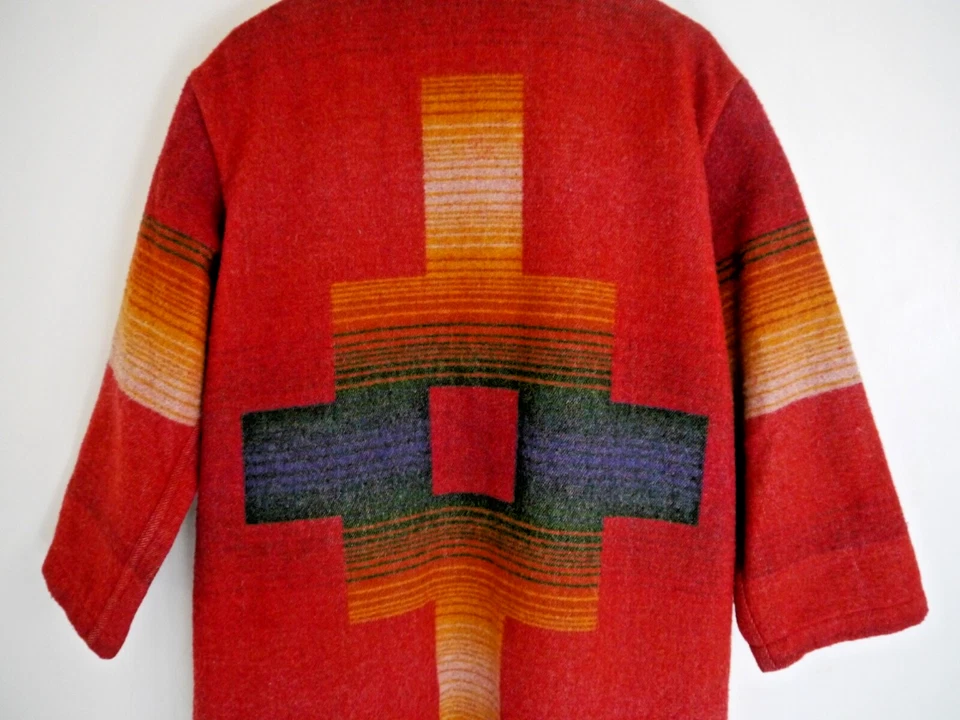 Vintage Woolrich Women's Southwest Aztec Navajo Wool Blanket Trench Coat - Image 2 of 4