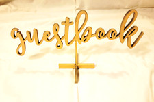 Guestbook Sign for Wedding, Wooden Yellow Gold Sign for Reception
