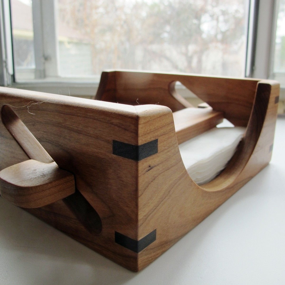 Handcrafted 100% Hardwood Napkin Holder Cherry wMaple Trim or