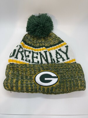 Green Bay Packers New Era Knit Hat On Field Sideline Beanie Hat Fleece Cap USA..