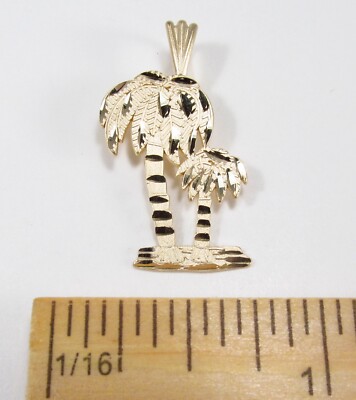 Gebrauchter Michael Anthony MA 14K Gold tropische Palme figuraler Dia Anhänger