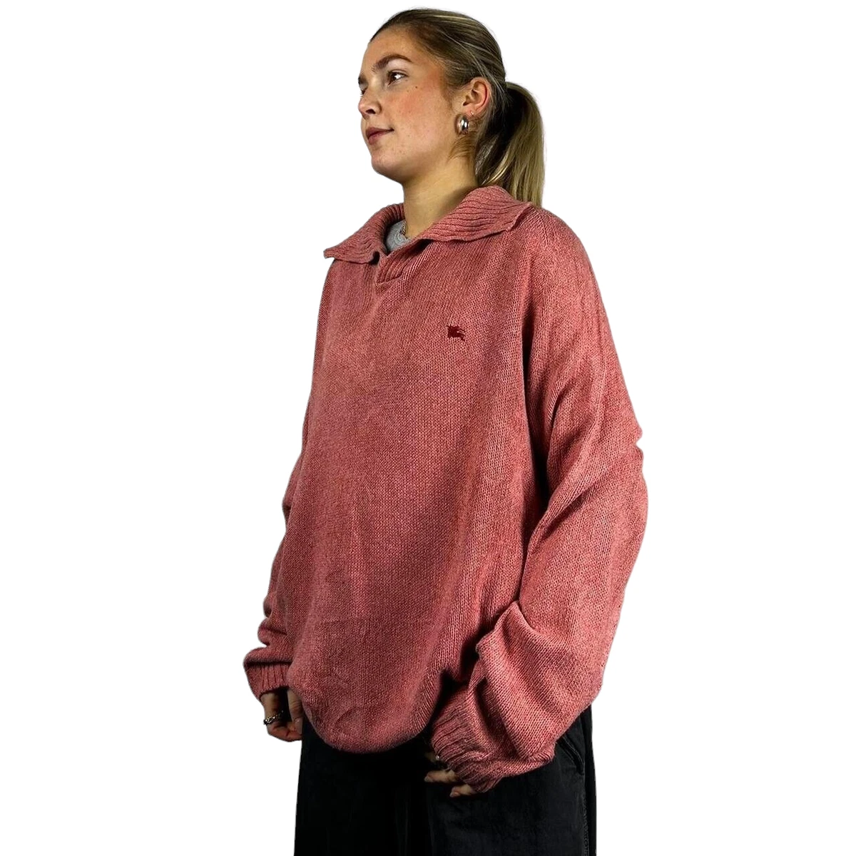 BURBERRY Pink Long Sleeved Knitted Sweater Size Womens L | eBay