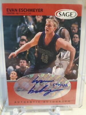 1999 SAGE Rookie Card Autograph EVAN ESCHMEYER Auto #/999 Northwestern NETS MAVS
