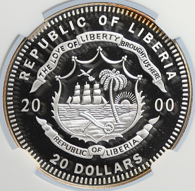 2000 LIBERIA Civil WAR Surrender of Appomattox Proof Silver $20