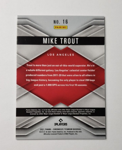 MIKE TROUT 2021 Panini Chronicles Titanium # 16 Los Angeles Angels. NM - Picture 4 of 4