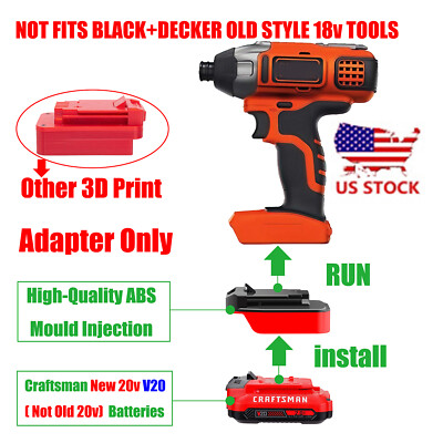 1x Craftsman V20 Li-Ion Battery To Black & Decker 20v MAX Adapter- Adapter Only