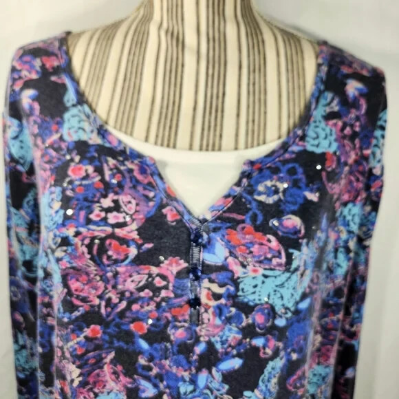 Basic Editions Navy & Multi Notch Neck Layered Lo… - image 2