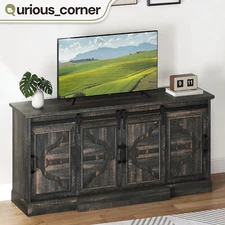 TV Stand With Power Outlets for Sliding Barn Doors 70 inch TVs Media Console