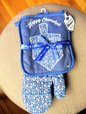 Happy Chanukah - by Rite Lite-2 piece - Oven Mitt & Pot Holder w/Dreidel Design