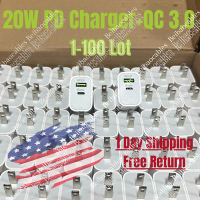 Wholesale Bulk 20W Fast Charger Cube USB C Power Adapter For iPhone iPad Android