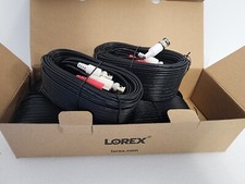 6 X LOREX 60FT CCTV 4K RATED CABLE SECURITY CAMERA BLACK WIRE BNC DC POWER VIDEO