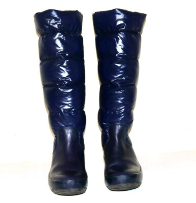 Moncler blue puffer pull on boots 39 US 9