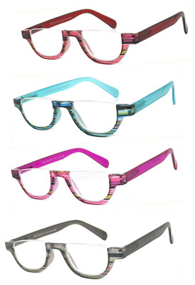 1 or 2 Pair Half Moon Small Colorful Frame Full Lens Reading Glasses Readers