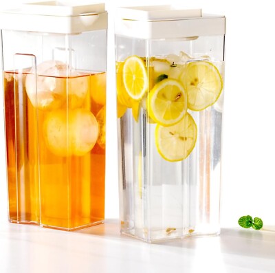 2 Stück Klar Kunststoff Krug 3200ml Kühlschrank Wasserkrug. BPA-frei, auslaufsicher.