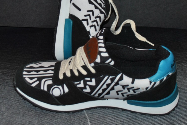 SAOLA NUOVE INKKAS sneakers donna s 8 uomo s 6 fatte a mano MESSICO azteca nere scamosciate bianche