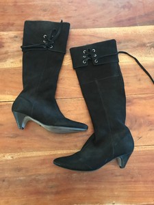 Womens Matisse Black Leather Knee High Kitten Heel Boots ...