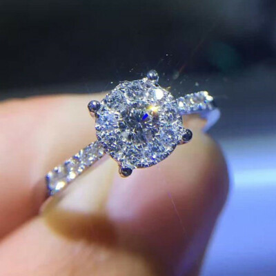 925 Silver Filled Ring Elegant Jewelry Women Cubic Zircon Wedding Ring Sz 6-10