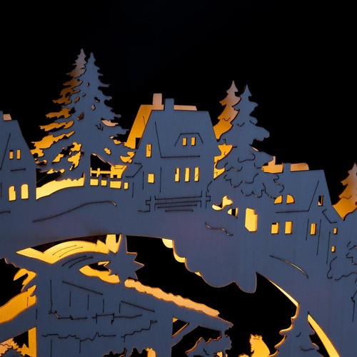 LED Lichterbogen Holz-Schwibbogen 10 Led warm-weiß Timer Krippe Weihnachts-Deko - Bild 3 von 5