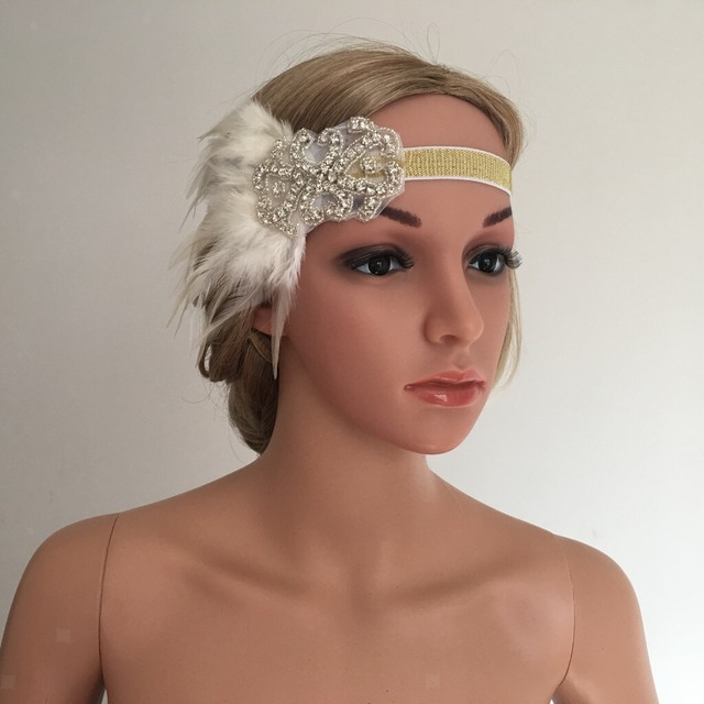 Retro Women Feather Headband Wedding Headdress 20s Flapper Costume eBay