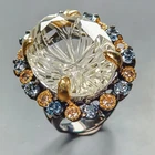 Handmade 38 ct+ Natural Quartz Ring 925 Sterling Silver Size 8 /R448682