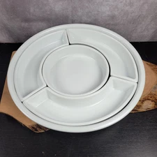 Dansk Cafe Blanc Divided Serving Tray Relish Snacks White Ceramic 5 Piece 11.5"