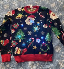 NEW Kids Light Up Christmas Sweater Santa Kids XLarge 12/14