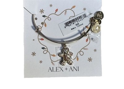NEW Alex and Ani Gingerbread Cookie Charm Bangle Bracelet   Gold Tone