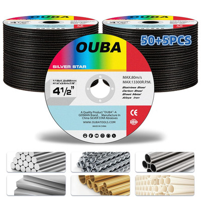 OUBA 4-1/2 Inch Cut off Wheel, 50+5 Pack Angle Grinder Cutting Disc, Ultra Thin