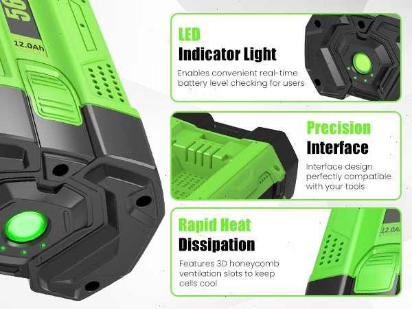 12 Ah Battery For EGO 56V 56Volt BA1400 POWER+ Lithium Ion BA2240 BA2800T BA5600