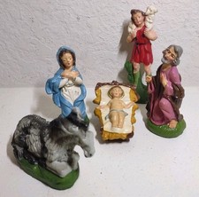 Vintage Italian Chalkware Nativity Figurines – Partial Set 5 pcs – Hand Painted