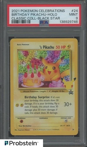 2021 Pokemon Celebrations Classic Coll.#24 Birthday Pikachu PSA 9 MINT