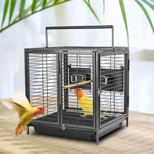 Portable Bird Travel Carrier Cage Black 19 Inch with Handle Wooden Perch,Parr...