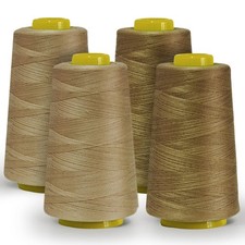 4 Pack 12000 Yards Total All-Purpose Polyester Sewing Thread Cones Khaki