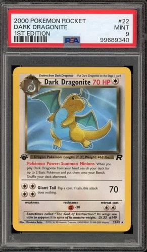 Pokemon Dark Dragonite Team Rocket 1st Edition NON Holo Rare #22 PSA 9 Mint