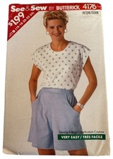 Butterick Sewing Pattern 4176 80s Top Shorts Summer Set 16 18 20 22 24 Easy UC