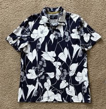 Ted Baker London Navy White Floral Short Sleeve Polo Shirt Size 4    US Large