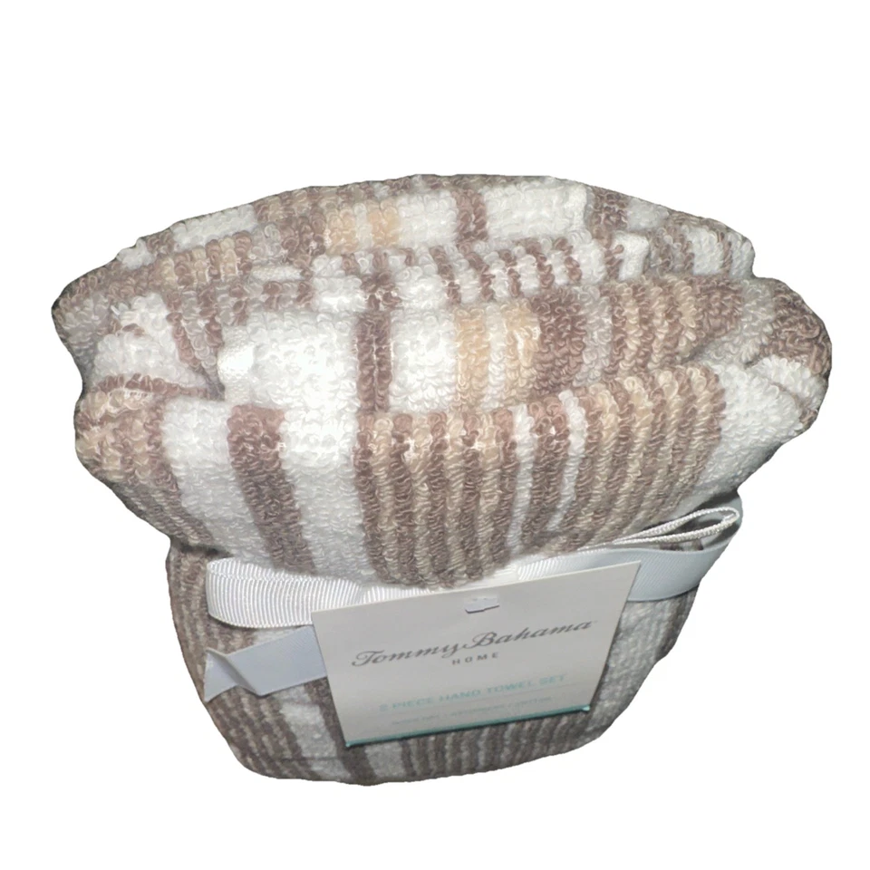 Juego de toallas de mano Tommy Bahama Mocha a rayas todo algodón/2 Foto 2 de 4