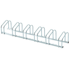 HOMCOM Bike Parking Rack Bicycle Locking Storage Stand for 6 Cycling Silver