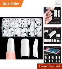 Perfect Length 500 Pcs Acrylic Nail Tips - 10 Sizes for Salon Quality Results