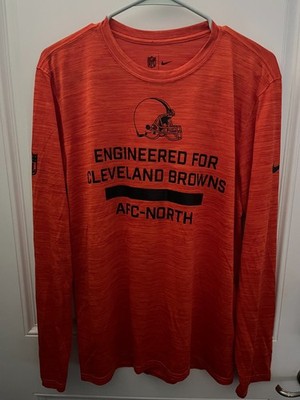 Nike Men's Cleveland Browns Team Orange Velocity Long Sleeve T-Shirt Size Small
