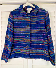 Coldwater Creek Jacket Womens Colorful Textured Boho Artsy Artisan  PM