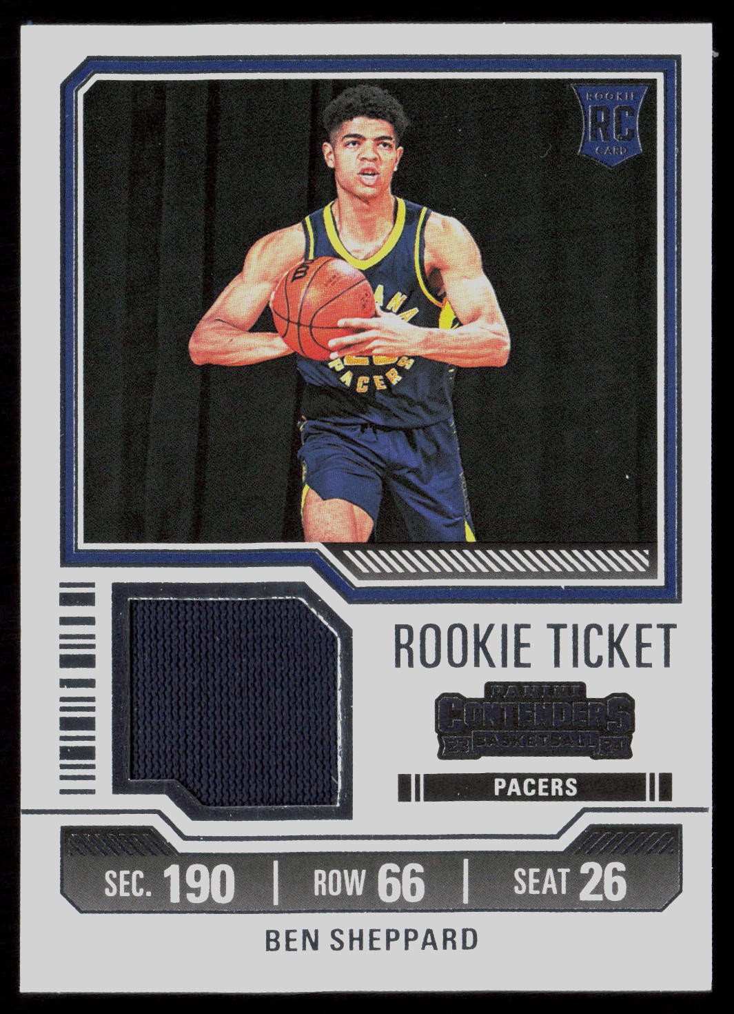 2023-24 Panini Contenders #RTS-BEN Ben Sheppard Rookie Ticket Swatches