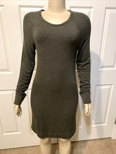 LOU & GREY Loft Womens Soft Long Sleeve Olive Sweatshirt Dress Size Small