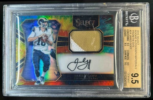 2016 Select Jared Goff Rookie Auto Materials Tie Dye Prizm RC #6/25 BGS 9.5/10