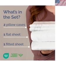 Luxurious White Queen Sheet Set - 4 Pieces Cooling, Deep Pocket Wrinkle Free