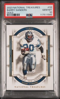 2023 Panini National Treasures #33 Barry Sanders Gold 4/35 PSA 10 Pop 2