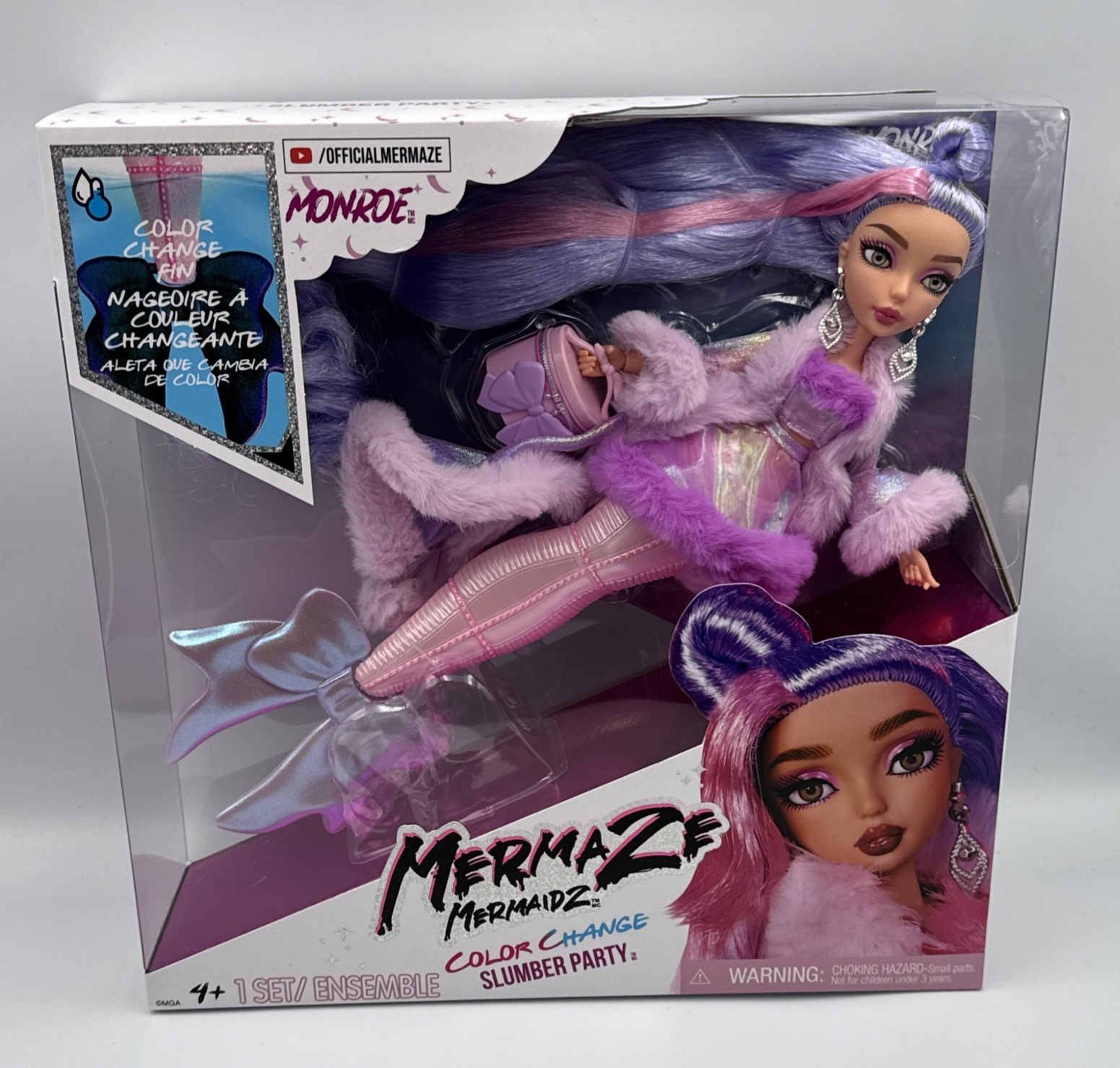Official Mermaze Mermaidz Colour Change Slumber Party - Monroe Doll NEW & SEALED